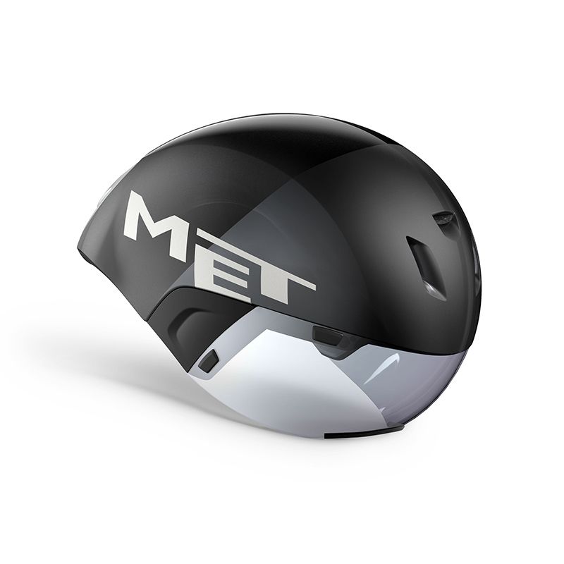 MET - CASCO CRONO - TRIATLON CODATRONCA NEGRO/PLATA MATE BRILLO
