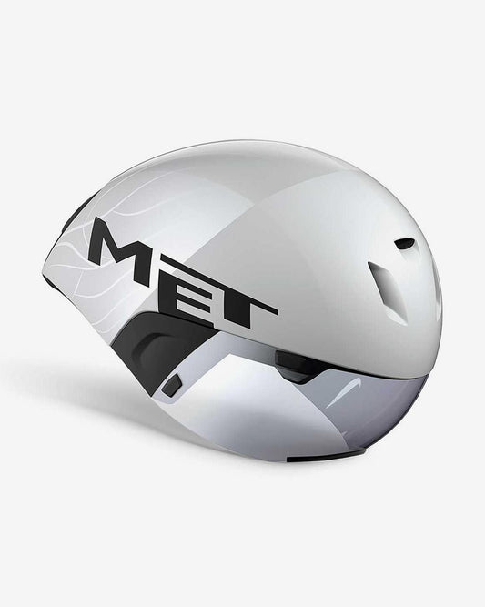 MET - CASCO CRONO - TRIATLON CODATRONCA BLANCO/PLATA MATE BRILLO
