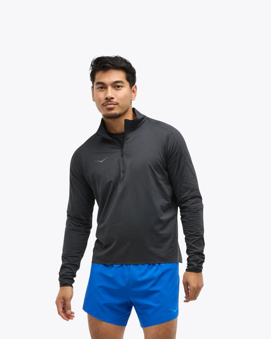 HOKA - Sudadera con cremallera de un cuarto GlideTech negro