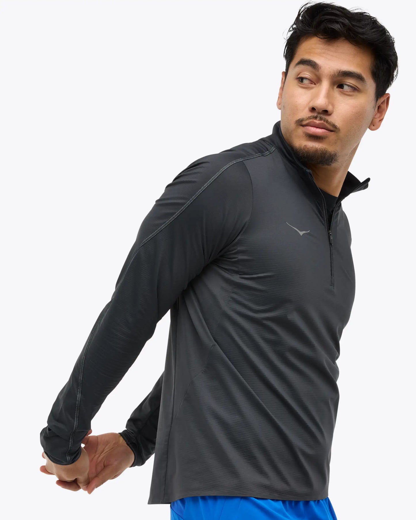 HOKA - Sudadera con cremallera de un cuarto GlideTech negro