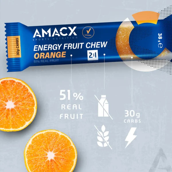 AMACX Energy Fruit Chew Naranja | 12 pack